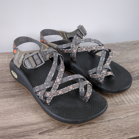 Chaco Sandals Womens 7 ZX2 Classic Strappy J106578W Gray Orange Polyester Buckle - Picture 1 of 14